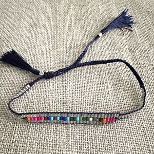 Stella & Dot Unity Wishing Bracelet Beaded Woven Bracelet Tassels Colorful OSFM